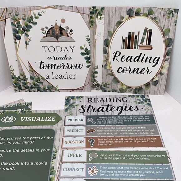 Hadley Designs 15 Piece Eucalyptus Readers Education Posters Reading Strategies - Picture 6 of 6